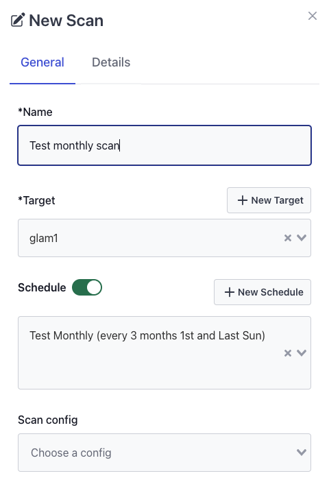 Assign Schedule to Scan