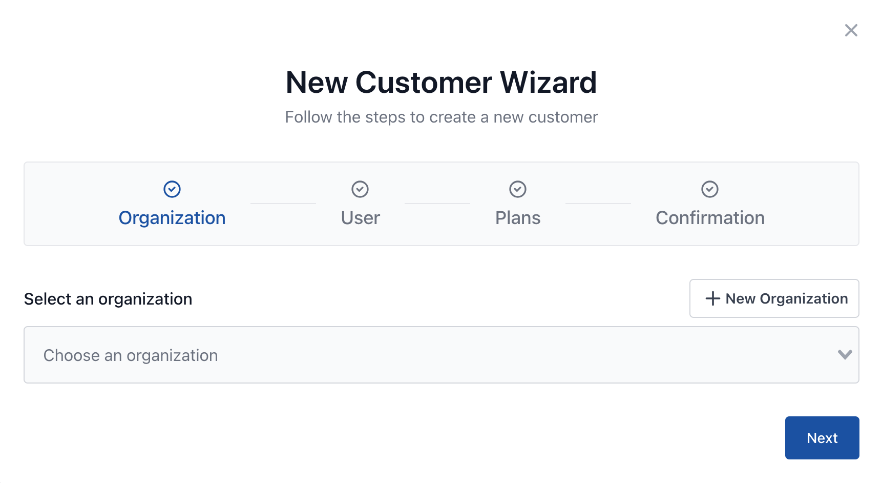 New Customer Wizard